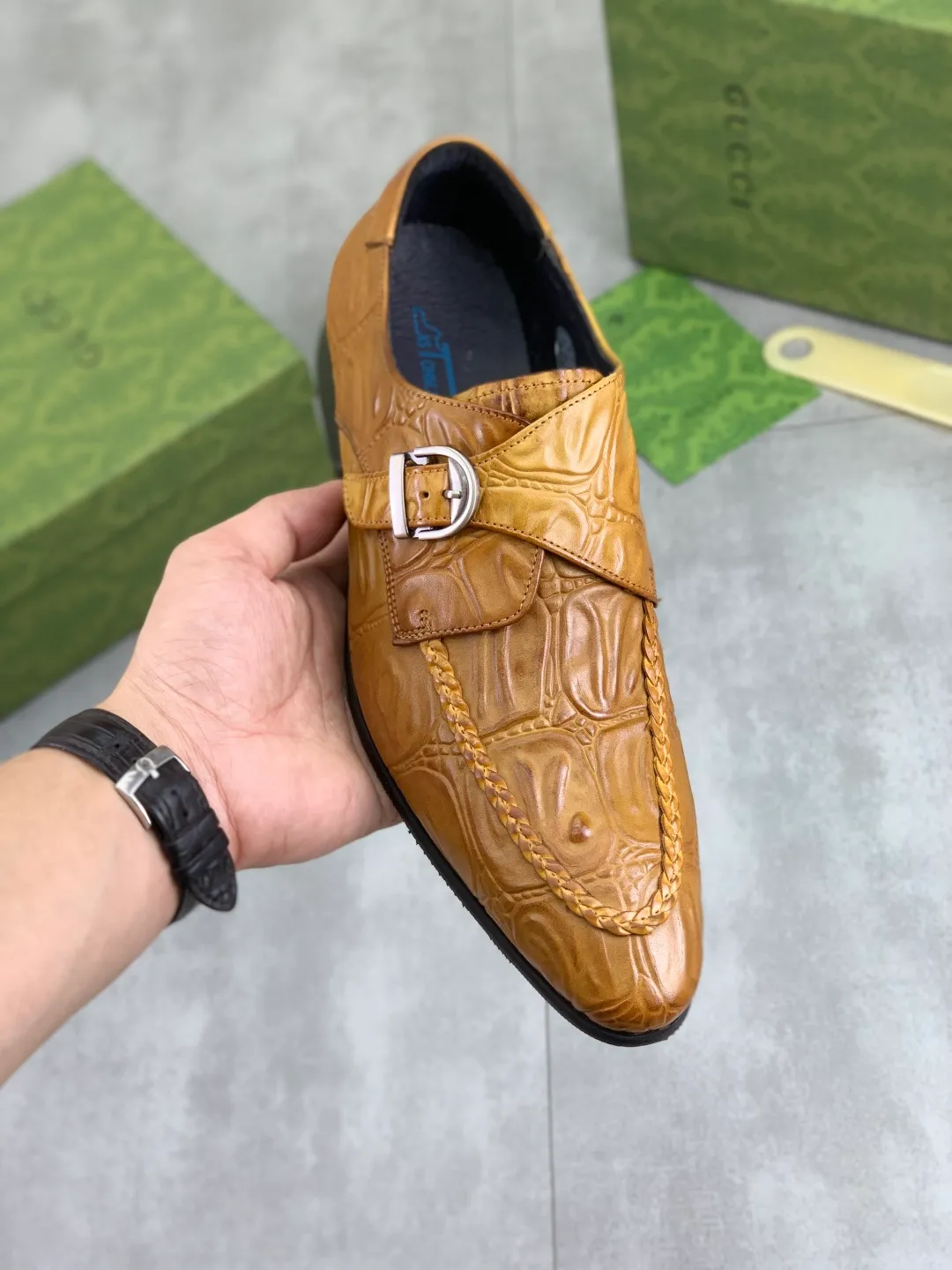 Men's Men's Shoes 💰P500 [New Style] 💰💎💎💎 [Gucci] GUCCI high-end men's formal business leather shoes, original order 1:1! Original imported high-end calfskin, original metal buckle, imported first-layer pigskin lining for feet, original high-end outsole, men's shoe size: 38-44